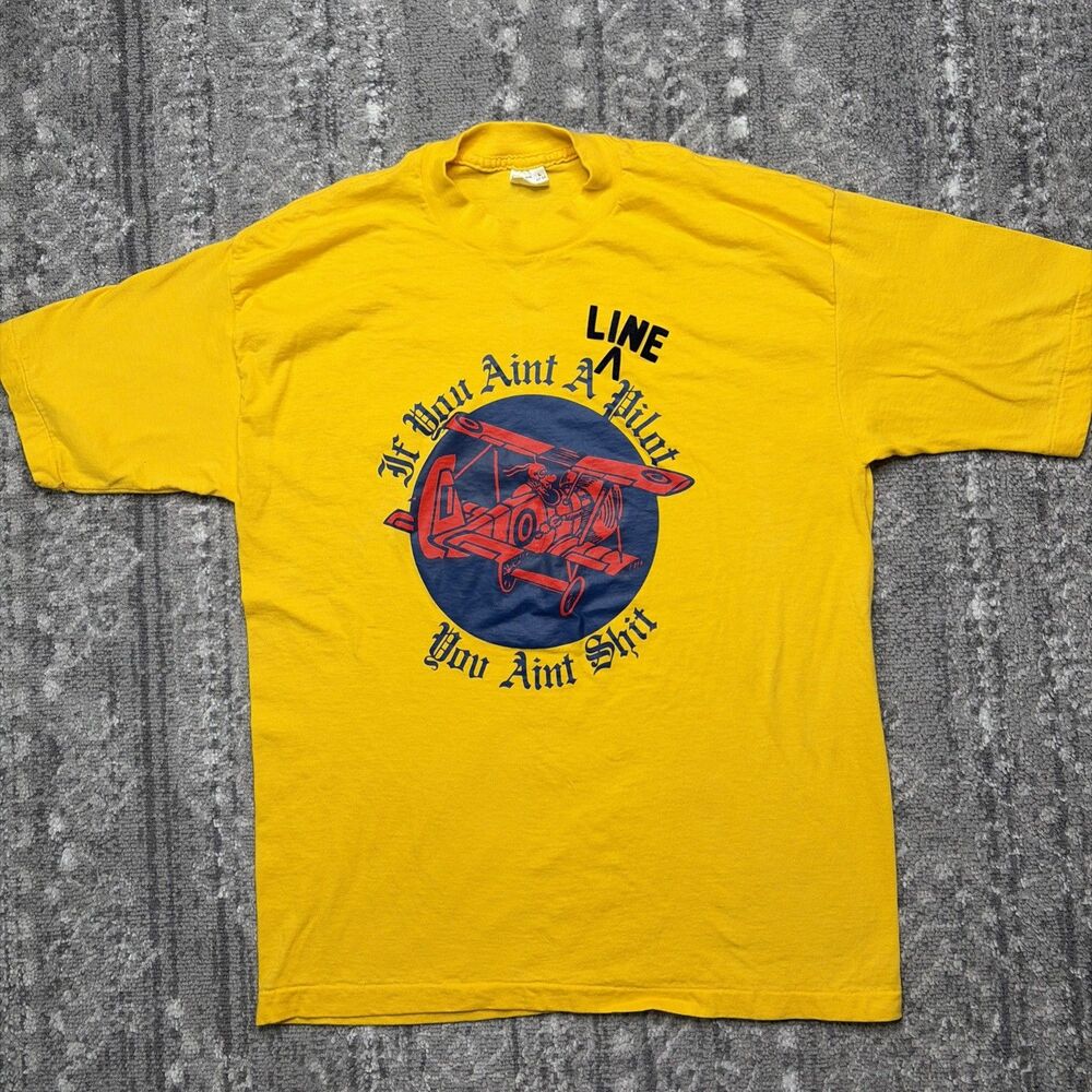 Vintage Single Stitch Airline Pilot Belton T Shirt Large Funny Humor Aviation